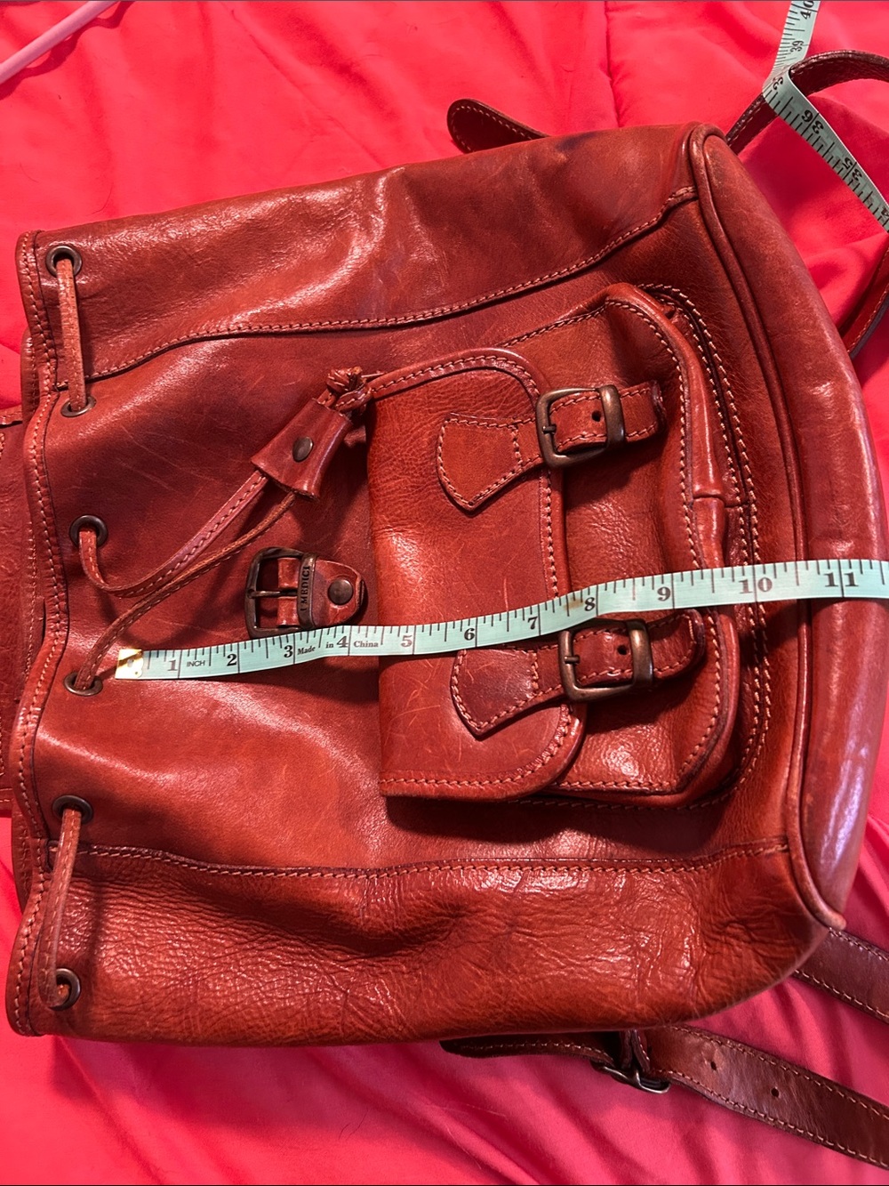 Italian Vintage Leather Backpack - Picture 9 of 11